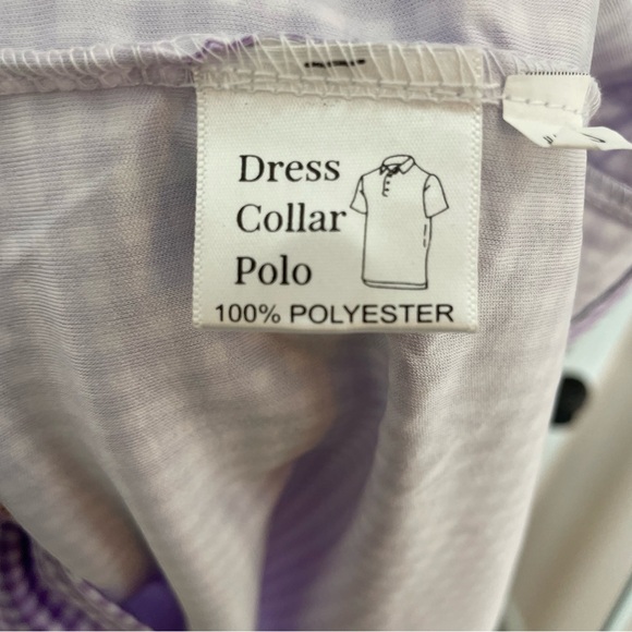 NWT Collars & Co. Lavender Gingham English Spread Collar Dress Shirt Polo Large - Picture 7 of 9